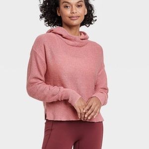 Coral sweater pullover knit hoodie - Size Medium